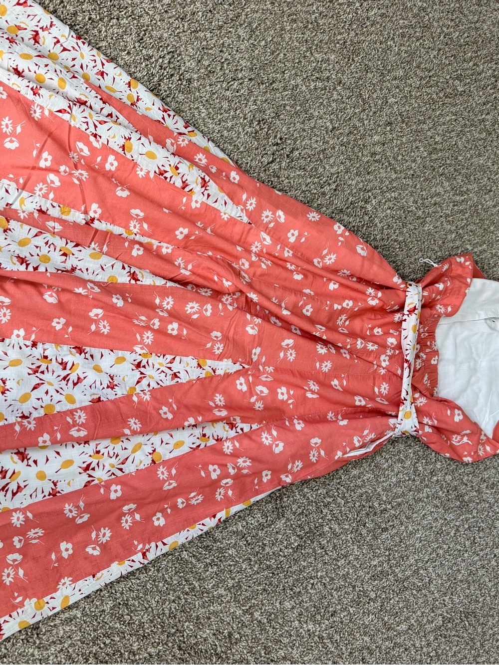 Maeve Coral One-Shoulder Floral Shirtdress with White Trim - Picture 6 of 7